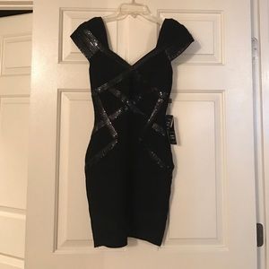Herve leger diane black bandage dress